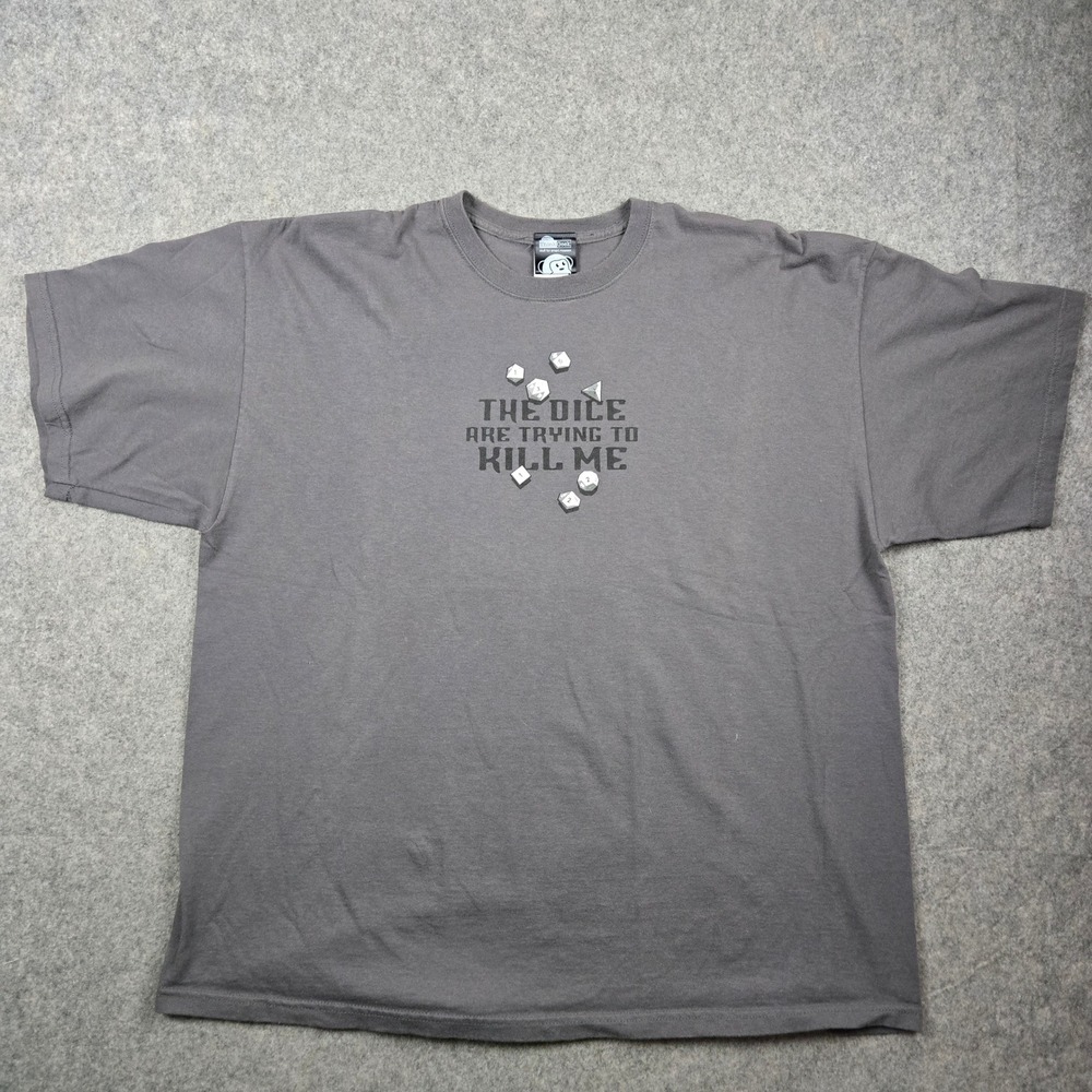 ThinkGeek T Shirt Mens 2XL Gray The Dice Are Trying To Kill Me DND Gamer Geeky - Picture 2 of 8